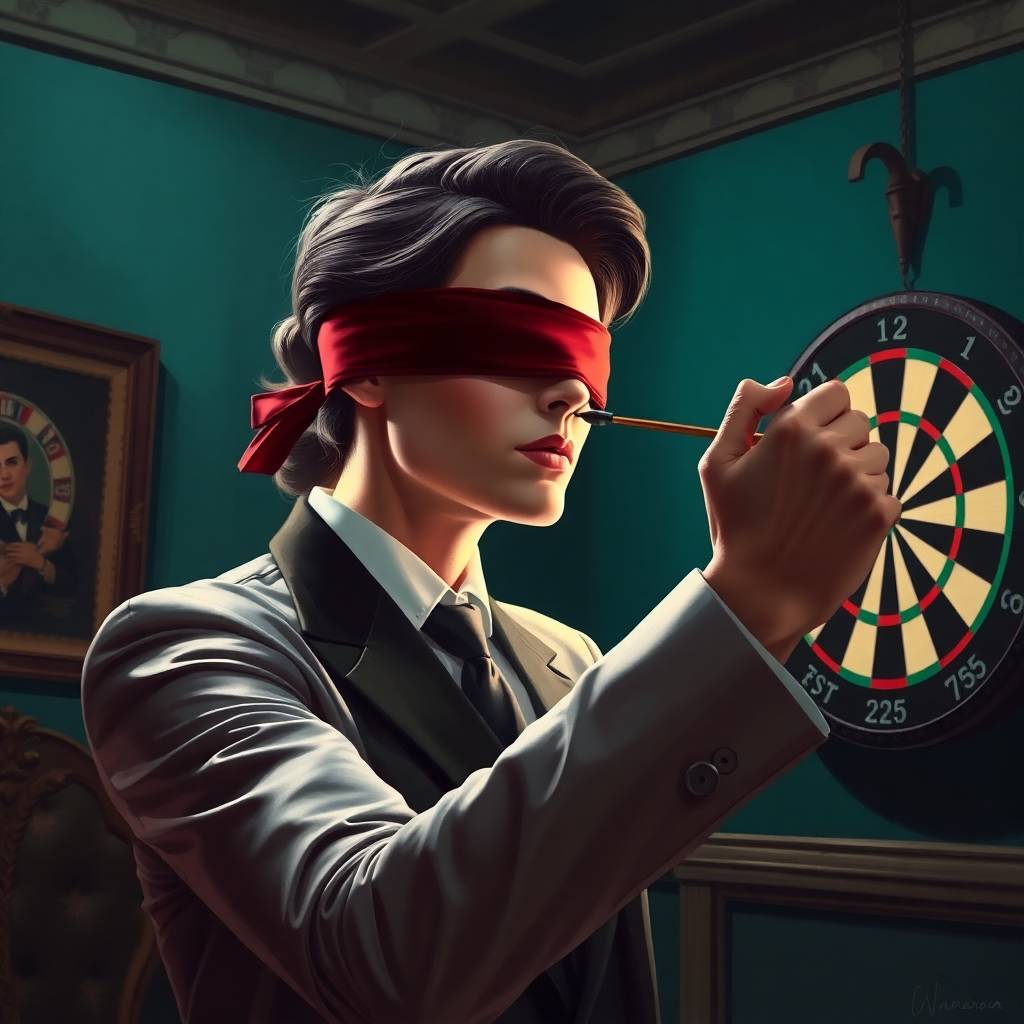 throwing a dart blidfolded